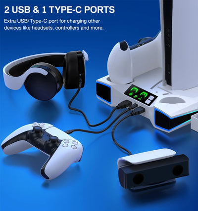 Station de recharge et de Refroidissement Tout en un pour PS5 et manettes de PS5