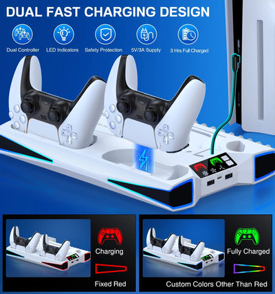Station de recharge et de Refroidissement Tout en un pour PS5 et manettes de PS5