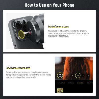 NEEWER HD 65mm Telephoto Phone Camera Lens with Lens Hood for Phone Cage Case, 1.7X Zoom Lens For iPhone 16 15 S25 S24 Ultra