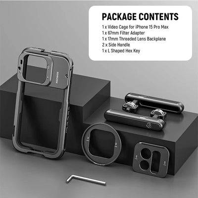 NEEWER PA023/PA024 PA023K/PA024K Phone Cage Video Kit Bluetooth Side Handle Dual Handles Stabilizer For iphone 15 Pro/15 Pro Max