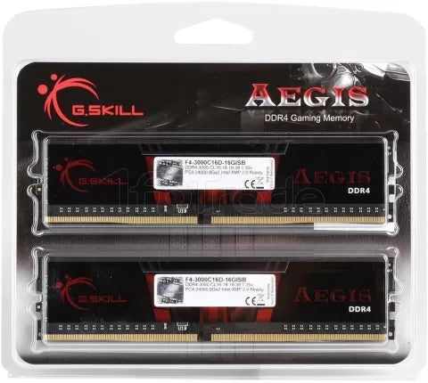 Kit Barrettes mémoire 16Go (2x8Go) DIMM DDR4 G.Skill Aegis 3000Mhz (Noir et Rouge)