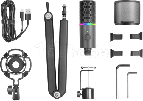 Microphone Mars Gaming MMIC-XT RGB avec bras de montage (Noir)