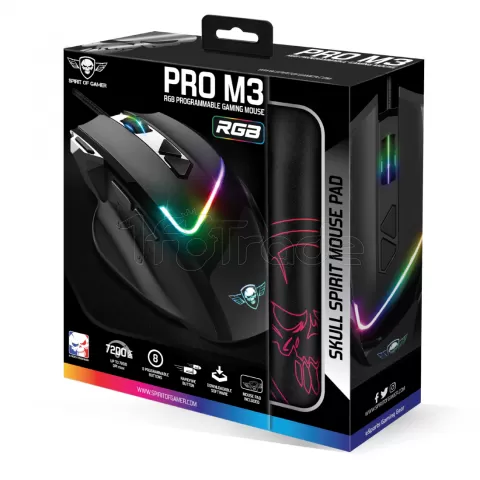 Souris filaire Gamer Spirit of Gamer Pro-M3 RGB (Noir) avec tapis