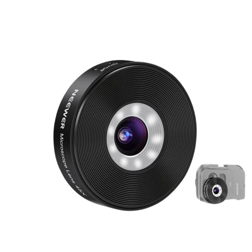 NEEWER - Microscope pour téléphone 45X, objectif zoom rechargeable avec batterie 50 mAh pour iPhone, Samsung, cage avec adaptateur d'objectif 17 mm