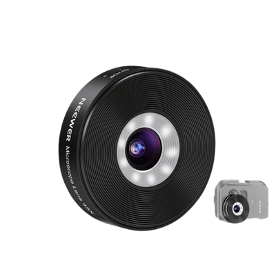 NEEWER - Microscope pour téléphone 45X, objectif zoom rechargeable avec batterie 50 mAh pour iPhone, Samsung, cage avec adaptateur d'objectif 17 mm