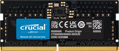 Barrette mémoire SODIMM DDR5 8Go Crucial 5600Mhz (Noir)