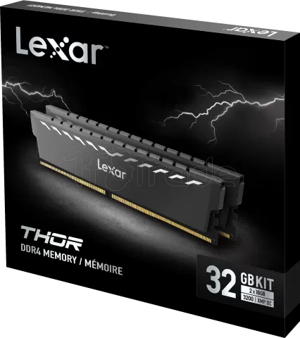 Kit Barrettes mémoire 16Go (2x8Go) DIMM DDR4 Lexar Thor 3600Mhz (Noir)