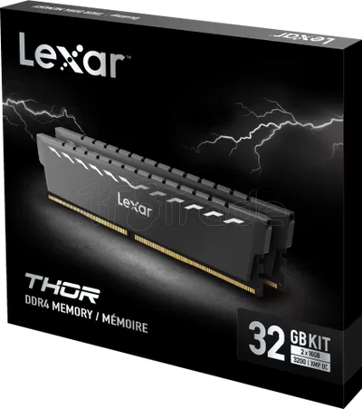 Kit Barrettes mémoire 16Go (2x8Go) DIMM DDR4 Lexar Thor 3600Mhz (Noir)