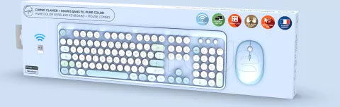 Pack 2en1 (Clavier/Souris) sans fil Mobility Lab Pure Color (Bleu)