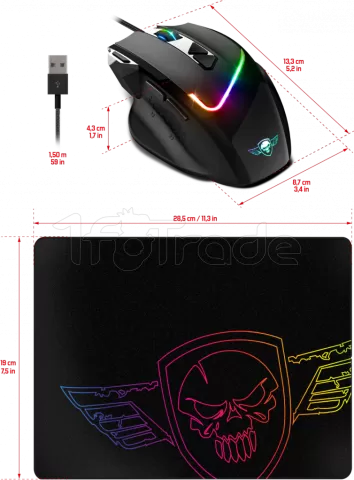 Souris filaire Gamer Spirit of Gamer Pro-M3 RGB (Noir) avec tapis